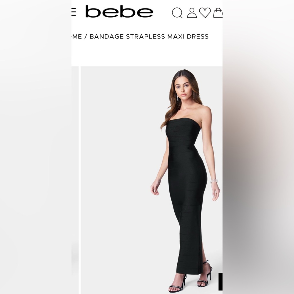 Bebe Strapless Bodycon Bandage Maxi Dress Black